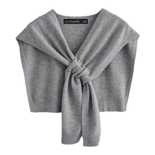 La Chapelle/La Chapelle Strickschal für Damen, einfarbig, gestapeltes Hemd im koreanischen Stil, geknotete Weste im Kreuzstil