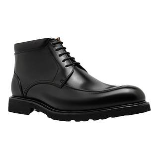 Pierre Cardin/皮尔卡丹男鞋加绒保暖皮靴真皮擦色XL轻底皮鞋