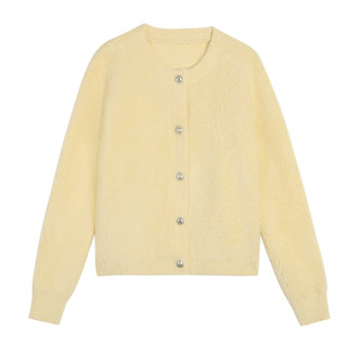 pusumede软糯亲肤！多巴胺仿貂毛开衫毛衣女气质温柔慵懒针织上衣