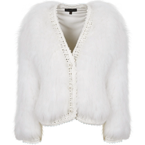 JORYA shopping mall same style 22 new winter V-neck splicing single-breasted small fragrant style coat fur O162506B