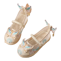 Hanfu shoes for girls spring and autumn antique costume shoes old Beijing cloth shoes baby handmade performance childrens embroidered shoes