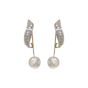 Pearl pendant earrings set with diamonds for two wear earrings 2025 new fashion elegant and simple 925 silver needle earrings