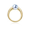 Medieval style vintage ring 18K gold akoya real hemp seawater pearl gray beads 18K thick gold croissant