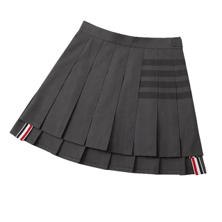 Pleated Skirt Tb Four-Stripe Shirt Set 2024 New Style Petite Short Skirt Slimming A-Line High-Waisted Skirt