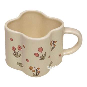 ok maji Korean ins style tulip bear ຈານອາຫານເຊົ້າ tray ceramic tableware high-looking coffee milk cup