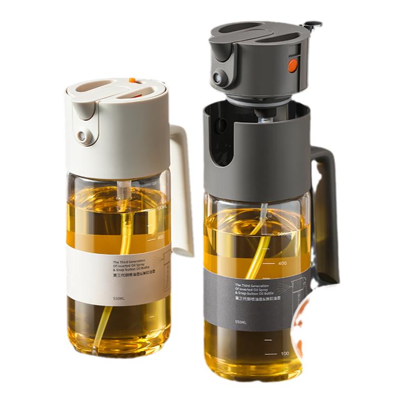 LISSA oil spray pot dual-purpose automatic opening and closing oil tank kitchen glass oil pot household spray pour oil bottle leak-proof atomization