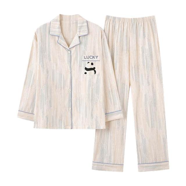 Cat man spring and autumn men pure cotton long sleeve trousers pajamas