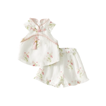 Girls Suits Summer Clothes 2024 New Childrens Fashionable Childrens Clothes Baby National Style Two-piece Set Summer Trend