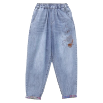 Summer Casual 70% Jeans Woman Thin with high waist size loose 100 hitch a little bit of a little bit Harlan 90% Old Daddy pants