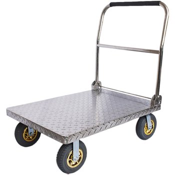 ສະແຕນເລດ trolley trailer flatbed folding trolley ລົດບັນທຸກຫນັກການຂົນສົ່ງລົດບັນທຸກໃນຄົວເຮືອນລົດສີ່ລໍ້