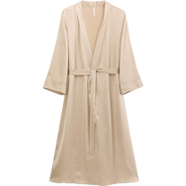 Gift gift) Heavyweight 100% mulberry silk long nightgown womens pajamas home wear dressing gown womens golden three pagodas
