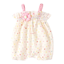 Baby clothes summer thin newborn baby girl jumpsuit full moon hundred days summer slings romper summer clothes