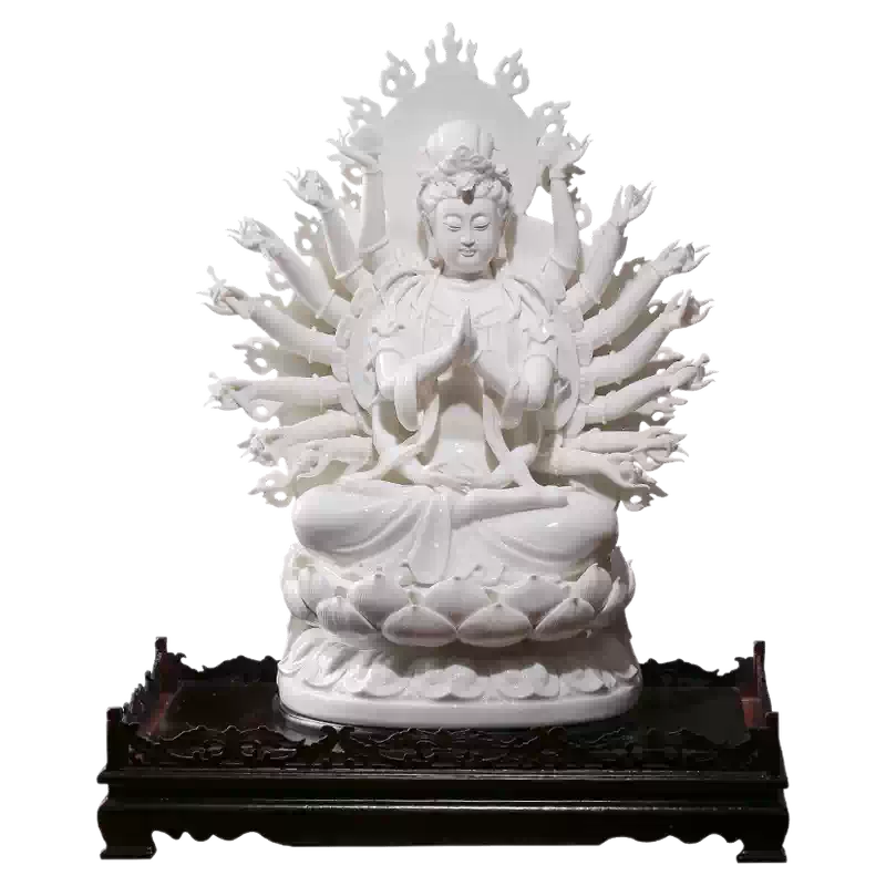德化白瓷观音雕塑仿何朝宗陶瓷佛像梵趣明清风格桌面摆件观世音菩萨