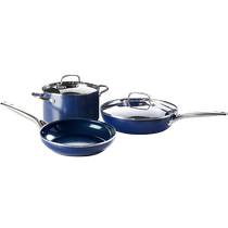 (Self-employed) Blue Diamond Kitchen Three Suits without sticking pan full range Home frying pan Tonpan flat bottom pan Composition