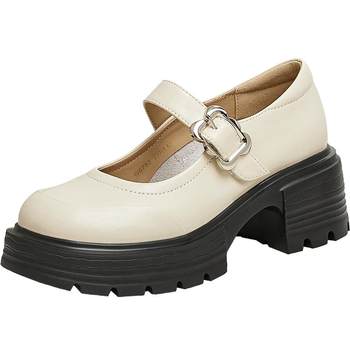 Best 2025 spring shopping mall new high heel mary jane shoes small leather shoes thick heel women's singles shoes w6752aq5