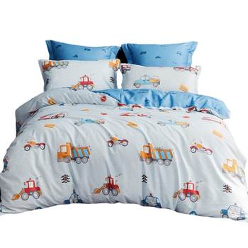 Luolai children's home textile bedding cotton twill bed sheet quilt cover cartoon student dormitory single bed four-piece set