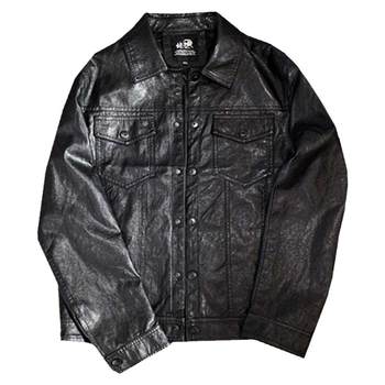 Slim fit korean style men's leather motorcycle jacket