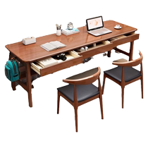 Dongwo Zhao Jiangshijia simple solid wood double desk home bedroom office computer desk can store writing desk