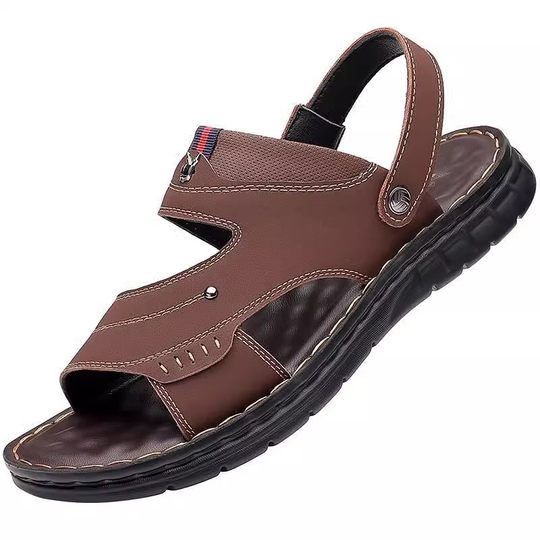 Outdoor driving sandals men's summer imitation leather soft-soled sandals two-wear casual breathable non-slip beach shoes men's wear-resistant