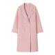 ROCO 100%羊毛粉色西装领手工双面呢大衣女2025冬季新款长款外套
