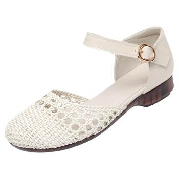 Mom's shoes summer sandals women's hollow toe single shoes women's real leather soles for middle-aged and women's wide-toe soft soles large size shoes women's shoes