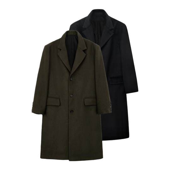 INTENT年度大衣重磅60%顺绒澳洲羊毛冬季长款加厚垫肩枪驳领外套