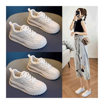 Thick sole white shoes for women 2024 new autumn with skirt womens shoes light sports shoes versatile round toe casual sneakers