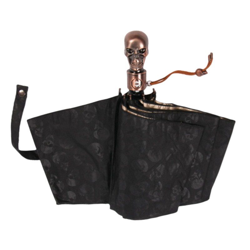 Personalized and creative skull-patterned fully automatic folding umbrella, funny, quirky, cool, stylish, sun umbrella for men and women students.