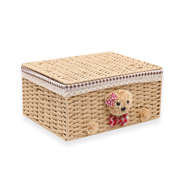 Braided fabric underwear cosmetic storage box with cover