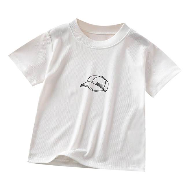 Children's round neck ice silk short-sleeved baby candy color T-shirt