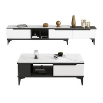 Modern simple slate coffee table TV cabinet combination small apartment living room light luxury new solid wood minimalist home tea table