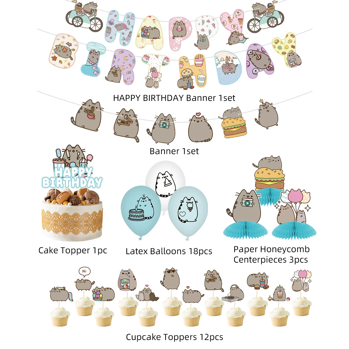 [] съёмка дня рождения набор американский Pusheen тамада украшение тематика вечеринки украшение фон шарики для детской вечеринки флаг