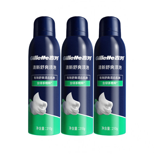 吉列剃须泡沫男士木质香型须泡清新舒爽绿茶剃须膏