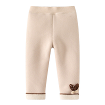 Girls pants autumn and winter 2024 new fashion baby plus velvet thickened childrens trousers childrens leggings winter