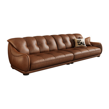Lanselin retro top layer cowhide oil wax genuine leather sofa