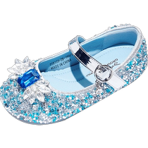 Snoffy girls princess shoes Elsa crystal shoes spring and summer new soft-soled rhinestone shiny leather shoes