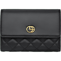 Goldlion Wallet Womens Short 2024 New Fashion Genuine Leather Womens Wallet Simple Tri-fold Card Holder Small Coin Purse