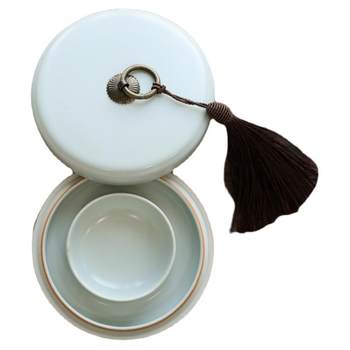 Wenxintang hot pot inkstone ceramic ink cartridge ink saucer ink longquan celadon inkstone special cover pen wash four treasures of the study calligraphy supplies chinese painting tools pen rest table pen mountain pen lick