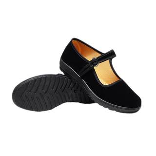 Old Beijing cloth shoes women's summer single shoes black flat soles for mothers and the elderly non-slip soft sole work casual shoes women's lightweight