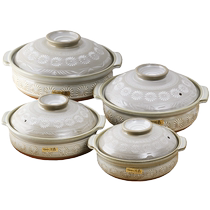 (Self-operated) Japanese imported eternal roasted flower Mishima casserole stew pot for cooking porridge soup clay pot rice and smoldering earthenware pot