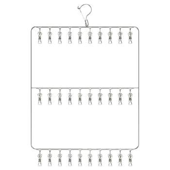 Stainless steel clothes rack with multiple clips socks drying and storage