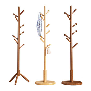 Solid wood coat rack floor-standing bedroom storage hanging rack