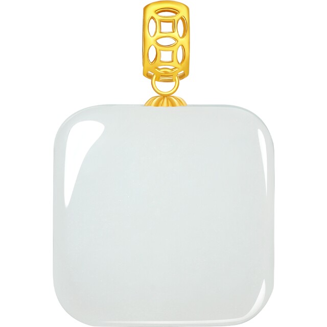 Chaohong Jiyan Ruyu 18k gold Hetian jade pendant