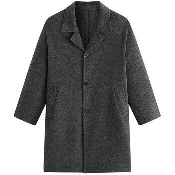Peacebird men's woolen coat men's winter textured sheep wool single-breasted lapel warm jacket for men