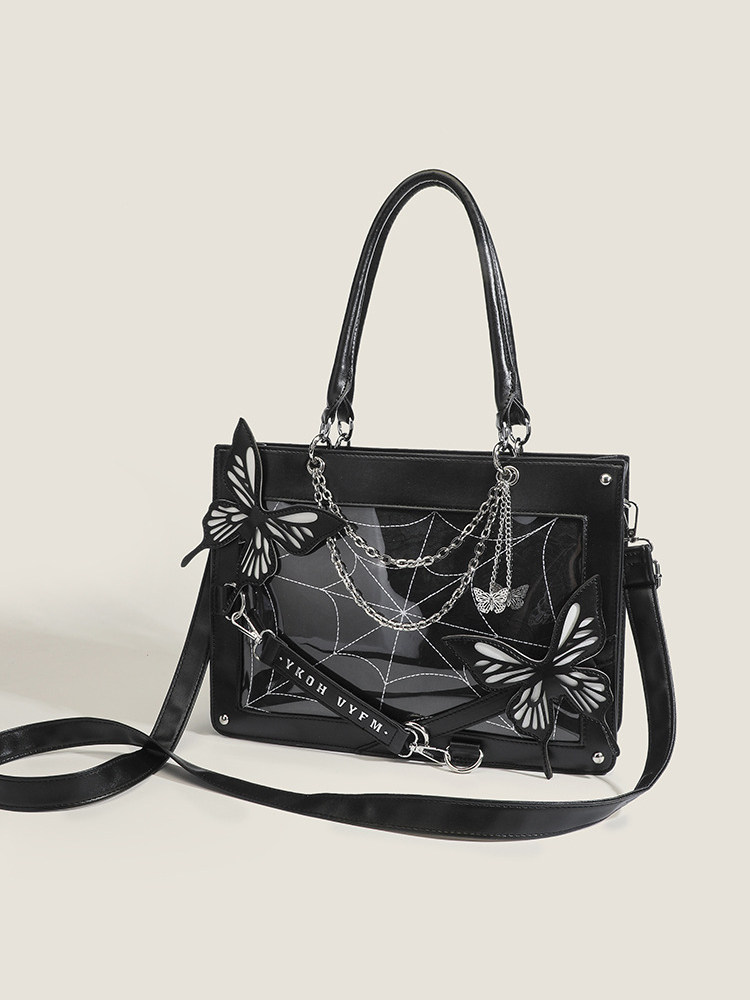 Original design bag from the domain: Lolita Gothic style, dreamy butterfly design, dark spider web style, crossbody bag.