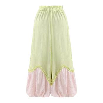 Mori girl tribe sweet style tulip contrast color design flower pants women's new drapey high waist pants casual summer