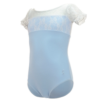 sansha Sansha childrens dance clothing womens short-sleeved round neck lace ballet suit one-piece open crotch training suit