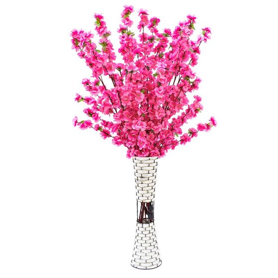 Simulation peach blossoms fake plum blossom cherry blossoms living room decorative silk flower wedding fake flower plastic flower project dedicated dried flowers