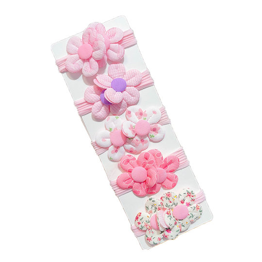 Spring flower hairband for little girls with high ponytail
