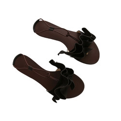 Le' Murmure ຜູ້ອອກແບບສອງສິ້ນ thong lambskin sandals flat Roman - Heidi